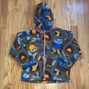 Patagonia Synchilla Cardigan Sweater Infant Toddler Boys Owls Hooded Zip Up 4T